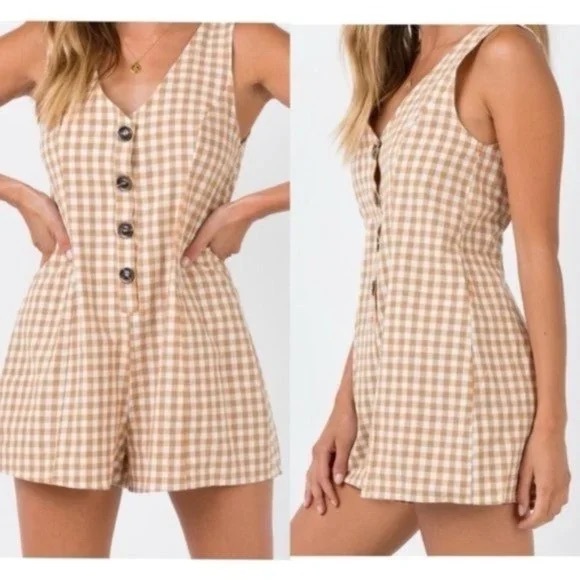 Princess Polly Pants - Princess Polly Gingham Romper.